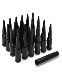 Tuercas de Rueda Negras LUJIANI 1/2"-20, 24 PCS con Llave