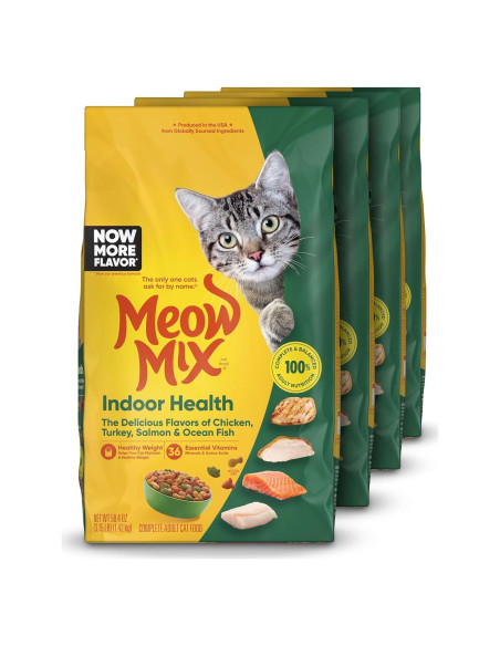 Comida Seca para Gatos Meow Mix Salud Interior 4x1.43kg