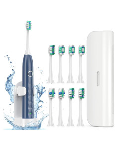 Cepillo de Dientes Eléctrico Fronix Sonic Azul con 8 Cabezas