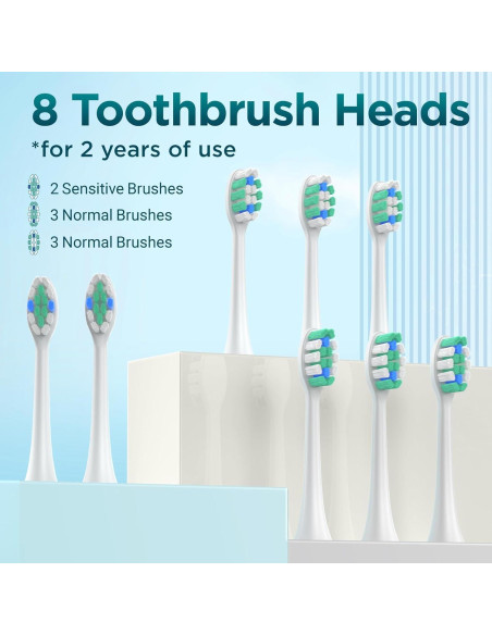 Cepillo de Dientes Eléctrico Fronix Sonic Azul con 8 Cabezas
