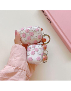 Funda clara TPU floral Olytop para AirPods 1ra/2da Gen - Rosa 2