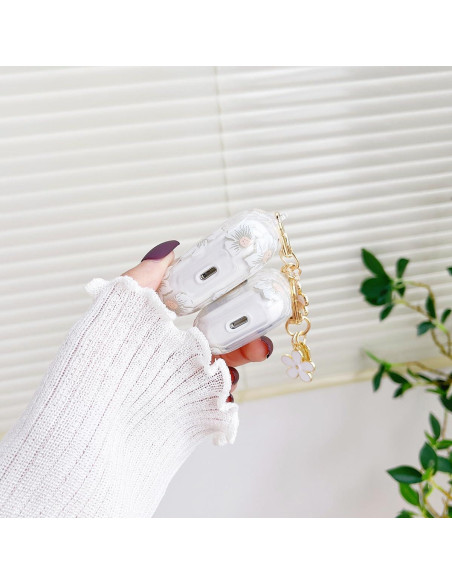 Funda clara TPU floral Olytop para AirPods 1ra/2da Gen - Rosa