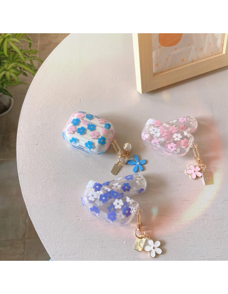 Funda clara TPU floral Olytop para AirPods 1ra/2da Gen - Rosa
