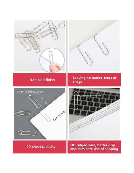 Clips de Papel Antideslizantes PAPERPAL No. 1 - 600 Piezas