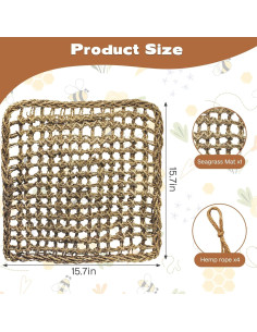 Hamaca de Hierba Marina Kathson 40x40 cm para Conejos y Pequeños Animales 2