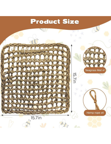 Hamaca de Hierba Marina Kathson 40x40 cm para Conejos y Pequeños Animales