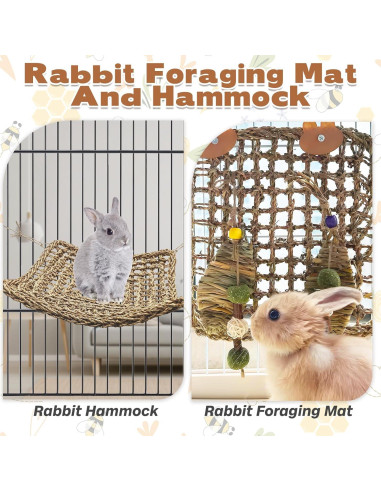 Hamaca de Hierba Marina Kathson 40x40 cm para Conejos y Pequeños Animales