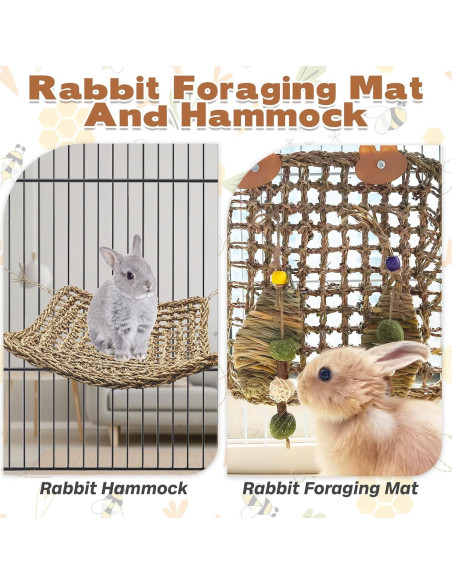 Hamaca de Hierba Marina Kathson 40x40 cm para Conejos y Pequeños Animales