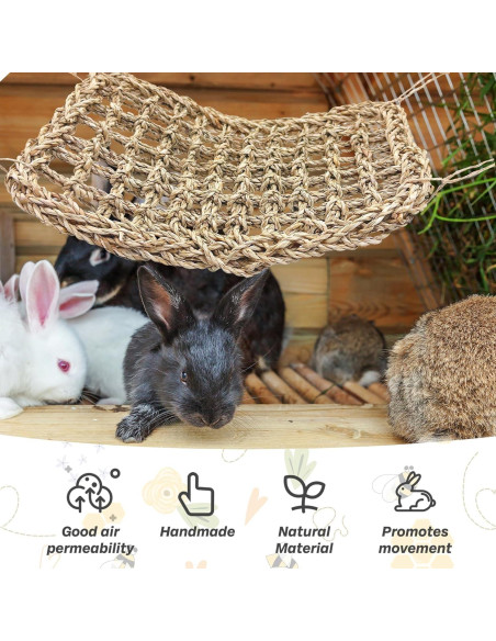 Hamaca de Hierba Marina Kathson 40x40 cm para Conejos y Pequeños Animales