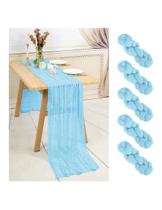 5 PCS Cubre Mesa de Gasa Azul Bebé 304.8 x 88.9 cm LOKUME