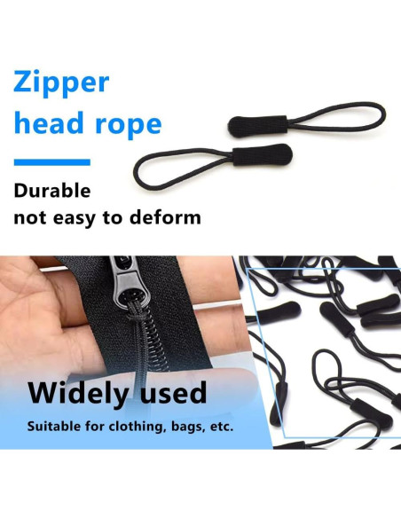 Tiradores de Cremallera Hocansen 50 Pcs 66mm Negro Antideslizante