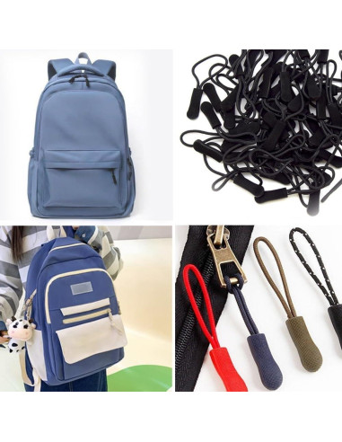 Tiradores de Cremallera Hocansen 50 Pcs 66mm Negro Antideslizante