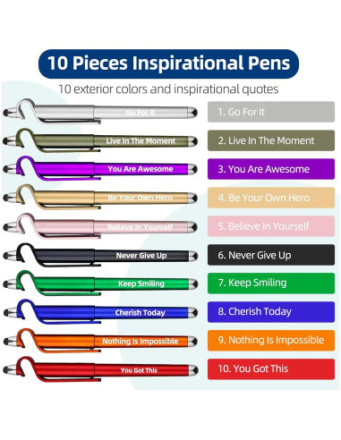 10 Bolígrafos Motivacionales Haiyunfei con Soporte para Teléfono