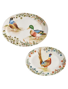 Set de 2 Platos Ovalados Bico Aves de Otoño 40.6x29.5 cm