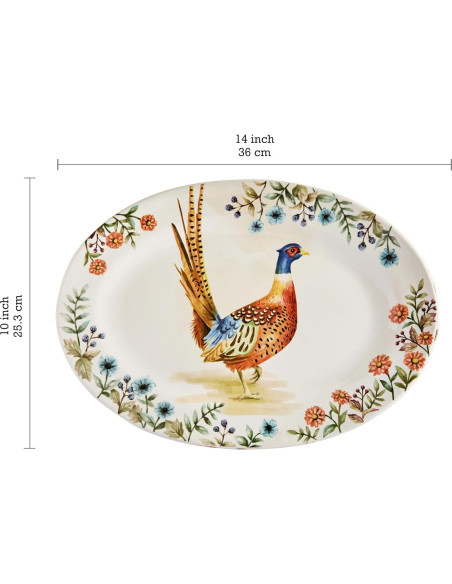 Set de 2 Platos Ovalados Bico Aves de Otoño 40.6x29.5 cm