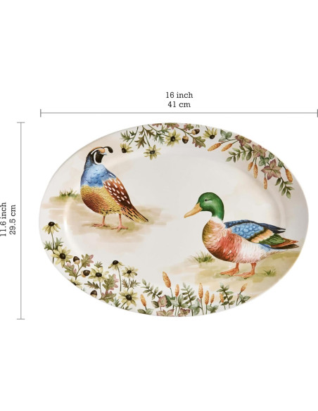 Set de 2 Platos Ovalados Bico Aves de Otoño 40.6x29.5 cm