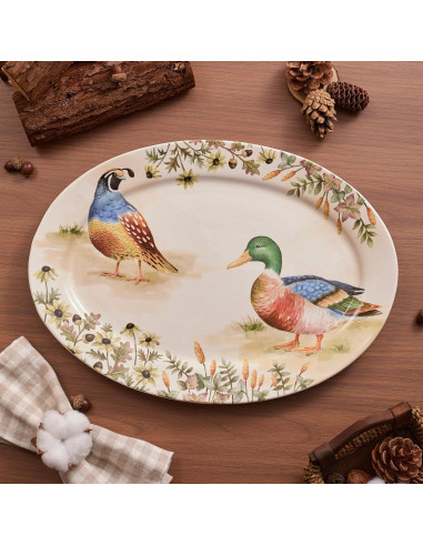 Set de 2 Platos Ovalados Bico Aves de Otoño 40.6x29.5 cm
