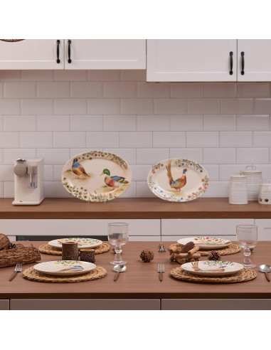 Set de 2 Platos Ovalados Bico Aves de Otoño 40.6x29.5 cm