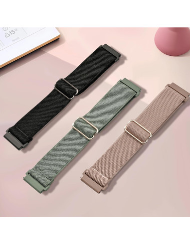 Paquete de 3 bandas elásticas de nylon 22mm para reloj Woneligo