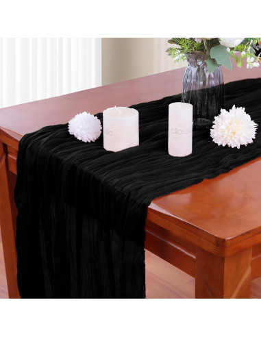 Paquete de 4 Caminos de Mesa de Gasa Negra 90x300 cm AIRIT LOVELY