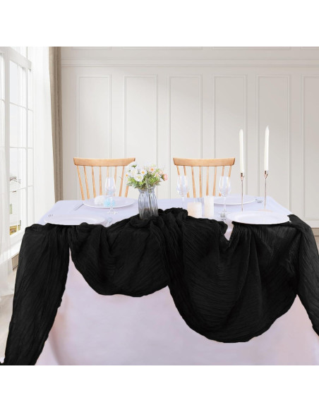 Paquete de 4 Caminos de Mesa de Gasa Negra 90x300 cm AIRIT LOVELY