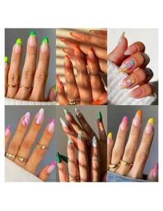 6 Paquetes Uñas Postizas Medianas Almendra Tejecu 144 Pcs