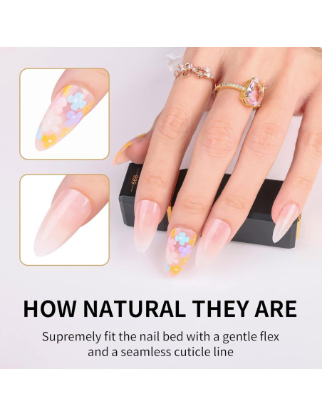 6 Paquetes Uñas Postizas Medianas Almendra Tejecu 144 Pcs