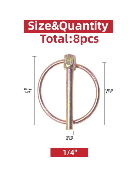 Kit de Pasadores de Seguridad AIMUNOK 1/4" - 8 Piezas