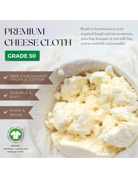 Gasa de Algodón Orgánico WHITEWRAP Grado 50 50x50 cm