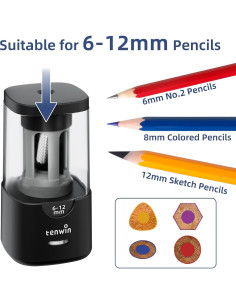 Sacapuntas Eléctrico Tenwin TW8041 - Afilado Rápido 6-12mm 2