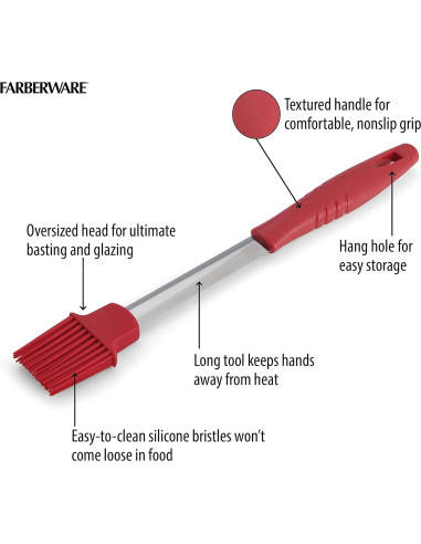 Brocha para Basting BBQ Farberware 40.5 cm Silicona Roja