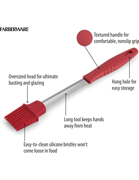 Brocha para Basting BBQ Farberware 40.5 cm Silicona Roja