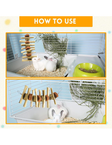 Juguetes de Masticar para Conejos Kathson - 4 Piezas Naturales