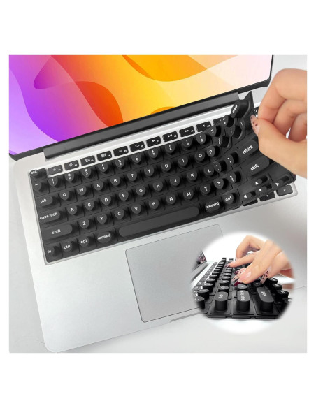 Cubierta de Teclado de Silicona Sibosen para Uñas Largas - Negro