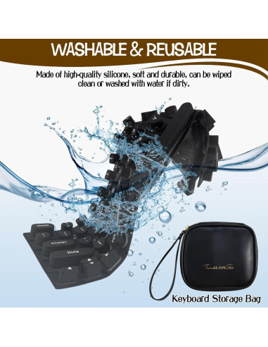 Cubierta de Teclado de Silicona Sibosen para Uñas Largas - Negro