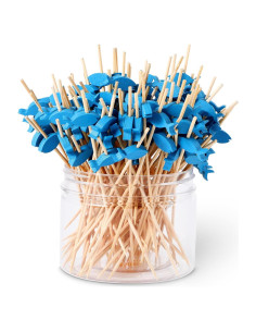 200 Palillos de Bambú Estilo Pez para Cócteles y Aperitivos