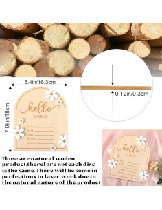 Cartel de Bienvenida al Mundo de Madera WAOUH - 16x18 cm 2