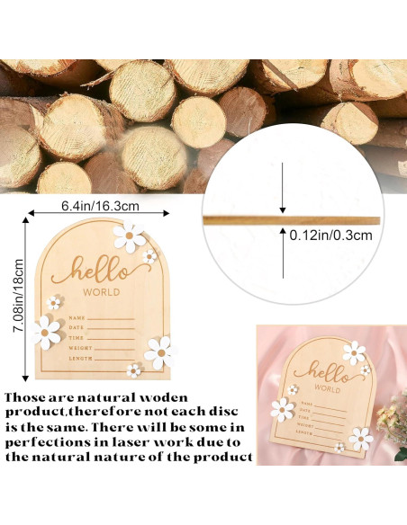 Cartel de Bienvenida al Mundo de Madera WAOUH - 16x18 cm