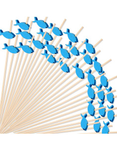 200 Palillos de Bambú Estilo Pez para Cócteles y Aperitivos 2