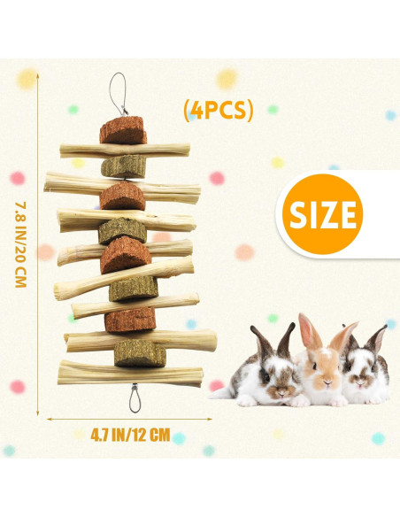 Juguetes de Masticar para Conejos Kathson - 4 Piezas Naturales
