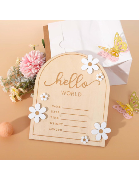 Cartel de Bienvenida al Mundo de Madera WAOUH - 16x18 cm