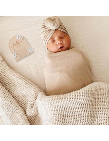 Cartel de Bienvenida al Mundo de Madera WAOUH - 16x18 cm