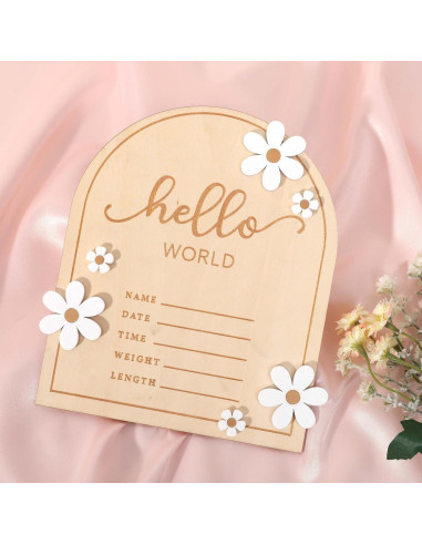 Cartel de Bienvenida al Mundo de Madera WAOUH - 16x18 cm