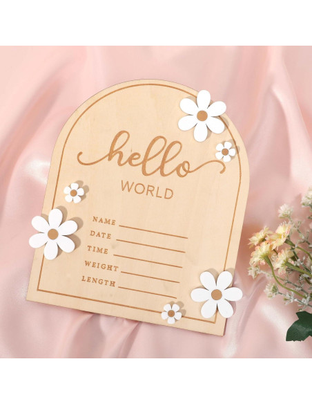 Cartel de Bienvenida al Mundo de Madera WAOUH - 16x18 cm