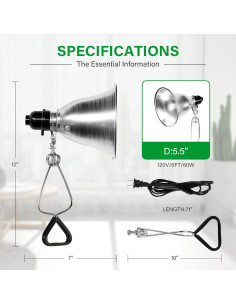 Luz de lámpara de abrazadera Simple Deluxe 60W E26 5.5" 2