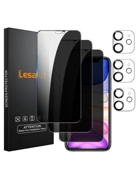 Protector de Pantalla Privado Lesakit para iPhone 11 6.1" 9H