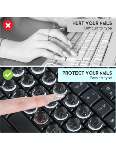 Pegatinas de Teclado para Uñas Largas DAMMOMKO 54PCS Vidrio