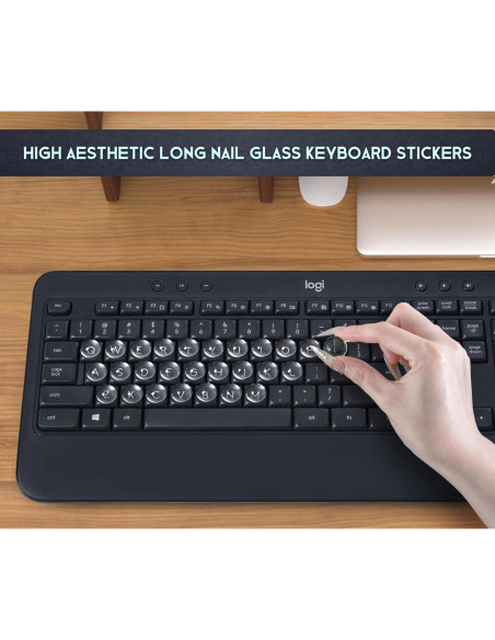 Pegatinas de Teclado para Uñas Largas DAMMOMKO 54PCS Vidrio