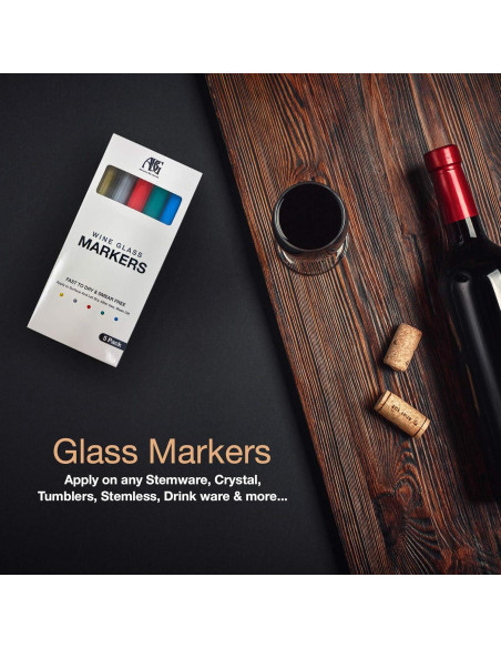 Marcadores de Copas de Vino Alchemy Bar Goods - 5 Colores Metálicos