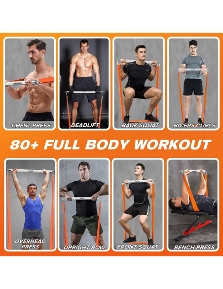 Barra de Resistencia TESLANG 500 LBS con Bandas y Accesorios